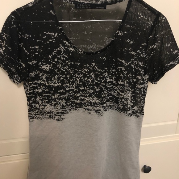All Saints Briar Kique Black Grey short sleeve tee - size 6 - Picture 2 of 4